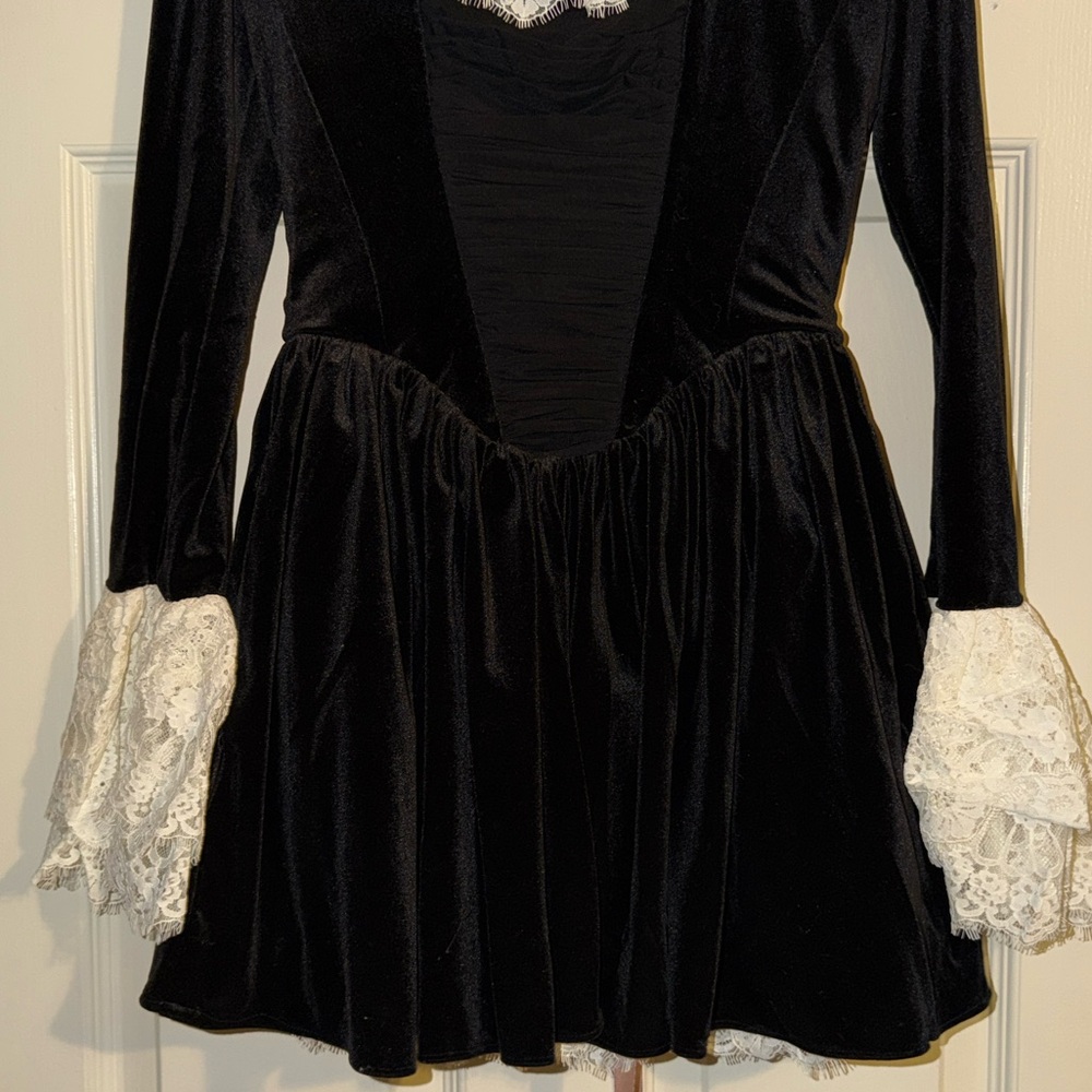 House of CB Czarina Black velvet lace trimmed mini dress - Picture 10 of 16